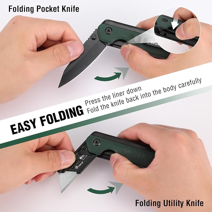 WORKPRO 2-in-1 Folding Knife/Utility Knife, Quick-Change Box Cutter - Image 4