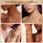 Stainless Steel Screw Lock Charms Carabiner Bracelet, 18K Gold Plated, 10 Pieces - Image 3