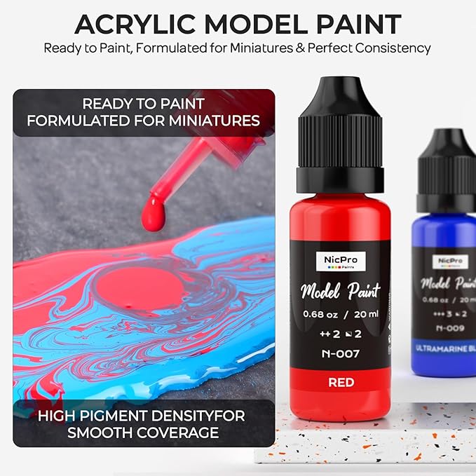 Nicpro All-In-One Miniature Painting Kit, Including 18 Colors Model Paint - Image 4