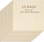 LotFancy Basswood Sheets for Craft, 12 Pack, 3mm Thick Plywood Sheets, by LotFancy