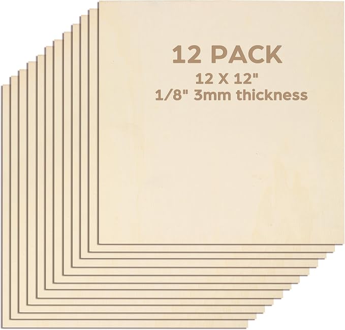 LotFancy Basswood Sheets for Craft, 12 Pack, 3mm Thick Plywood Sheets, by LotFancy