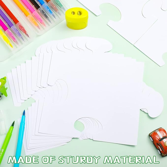 Glenmal 200 Pcs Large Blank Puzzle Pieces Oversize Blank Papers Puzzle Pieces - Image 7