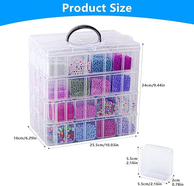 VTG Bead Organizer Box, 4-Tier Bead Storage Containers Portable Organizer and - Image 4