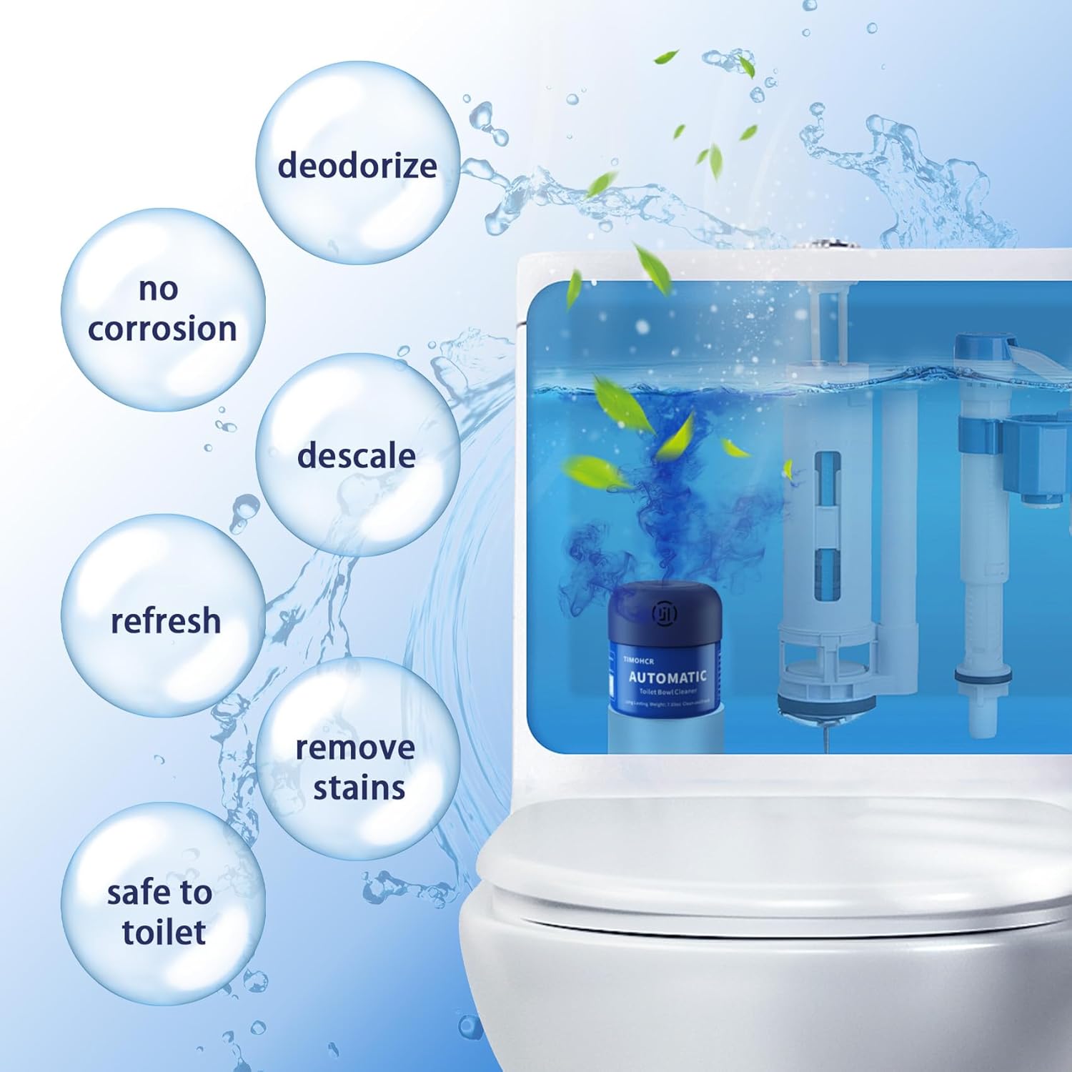 Toilet Bowl Cleaner, Automatic Long Lasting Continuous Toilet Bowl Cleaners, Bathroom Cleaner Prevent Stain Build Up Deep Clean,3 Bottles Septic Safe Toilet Bowl Tablets in Bottle Light Lemon Scent