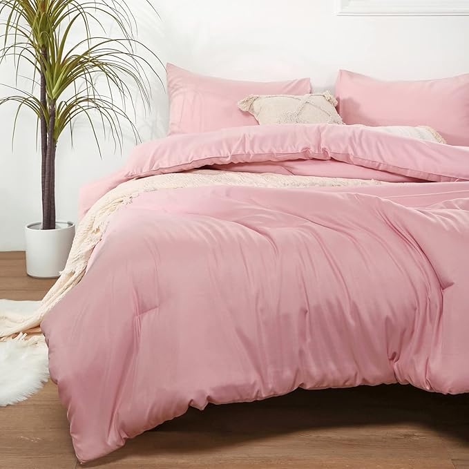 ROSGONIA Pink Comforter Set Queen - Image 3