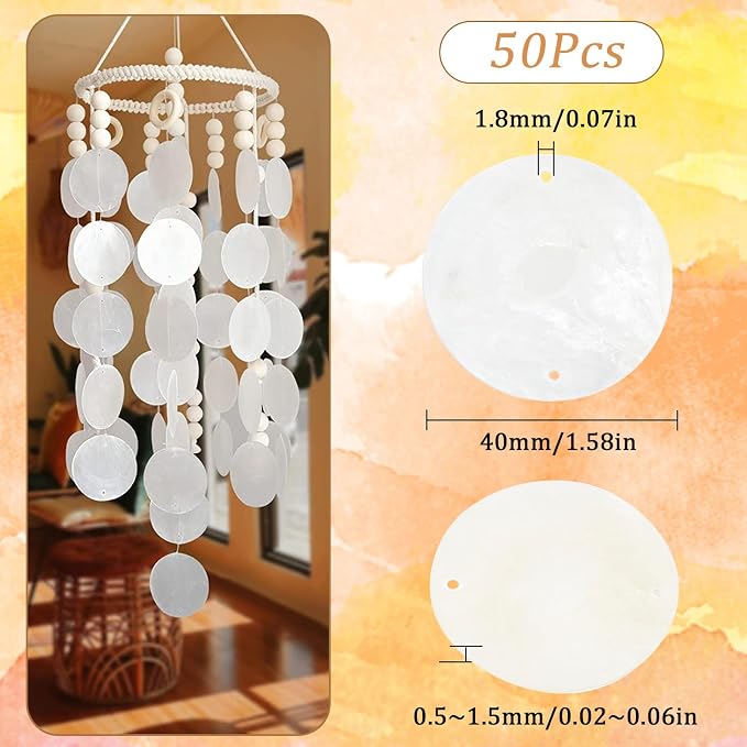 SUNNYCLUE 1 Box 50Pcs Shell Charms Capiz Shells Bulk Natural Seashell Connector - Image 2