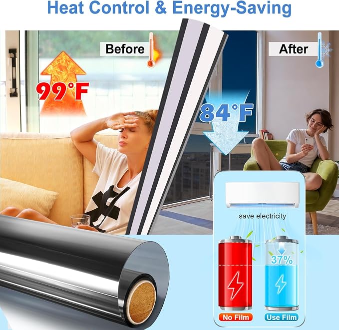 Window Privacy Film One Way Daytime Privacy Static Cling Sun Blocking Anti UV - Image 5