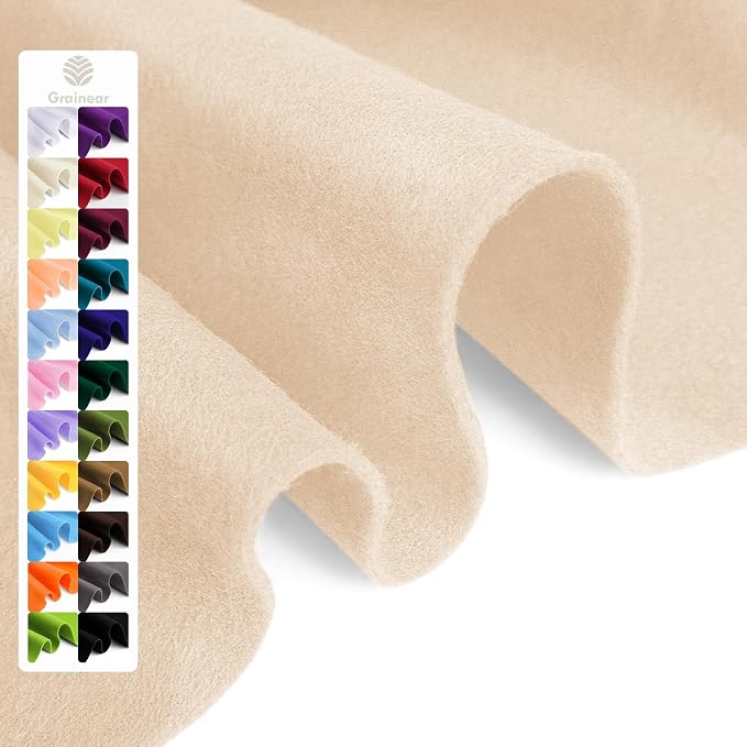 Nude Tones Soft Felt Fabric Sheet 36" x 36", 1.6mm Thick, Premium Craft Felt by Grainear