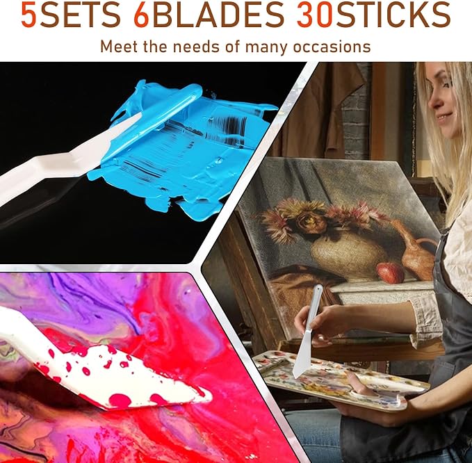 30 Pcs Paint Spatula Tools Plastic Painting Palette Knives White Art Artist - Image 3