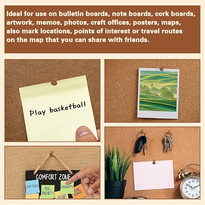 150 Pcs Push Pins for Cork Board Decorative Thumb Tacks | Wood Push Pins Cork - Image 7