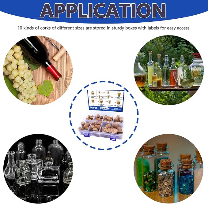 100Pack 10 Sizes Cork Stoppers, Small Corks Plugs - Image 6