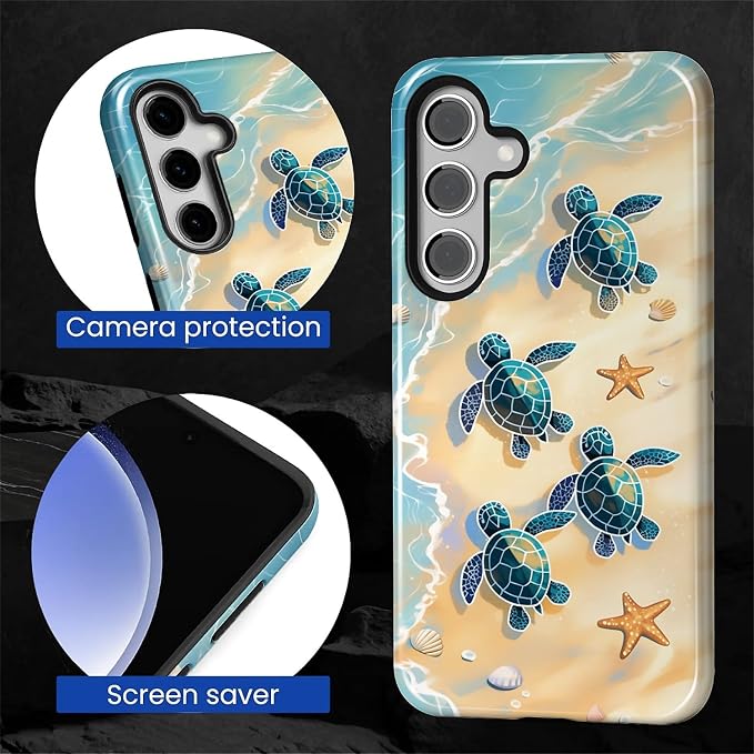for Samsung Galaxy S25 Plus Case, Sea Turtle Beach Pattern Glossy 2 in 1 - Image 6
