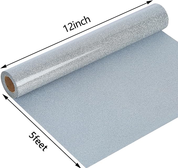 guangyintong Heat Transfer Vinyl Glitter Silver HTV Rolls, Glitter HTV Vinyl - Image 2