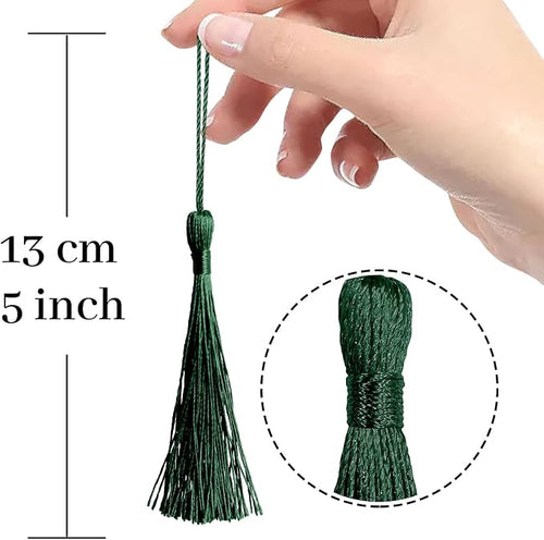 100 Pcs Dark Green Mini Tassels 13cm/5 Inch - Image 2