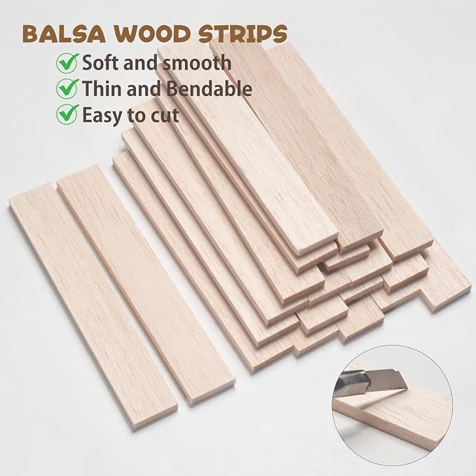 Balsa Wood Sticks, Balsa Wood Strips Planks 1/8" × 1" × 6", Wooden Slats - Image 4