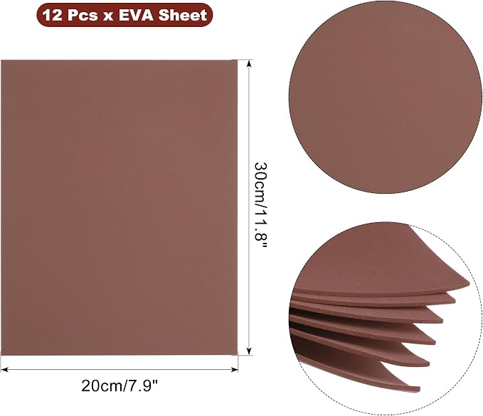 uxcell Coffee EVA Foam Sheets, 11.8x7.9 in 2mm Thick Handicraft Foam Paper - Image 2