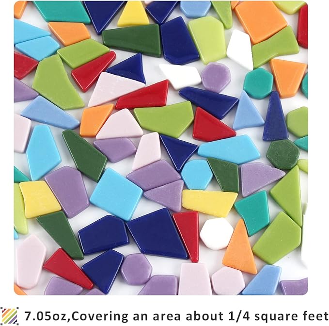 Youway Style Mosaic Tiles for Crafts Bulk, 200g Broken Mosaic Glass Pieces for - Image 5