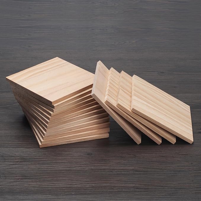 Wooden Blocks for Crafts, 1/4″ Thick 5″ X 5″ Wood Squares for Crafting - Image 2