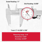 SAE Dial Caliper 0-6" Precision Measuring Tool | ±0.001" Accuracy, Mechanical - Image 3