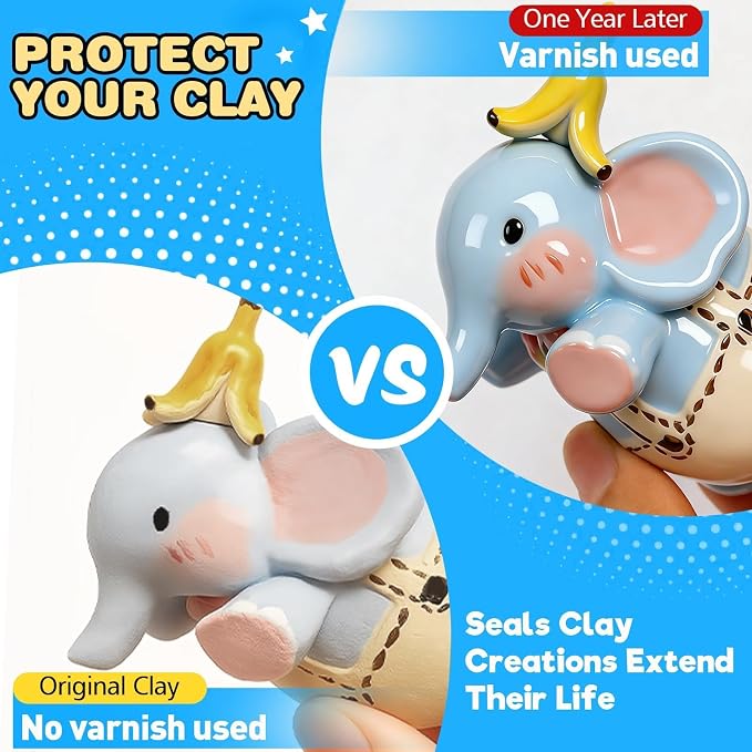 3.4FL OZ Air Dry Clay Glaze & 25pcs Tool Kit, Gloss Clay Varnish Protective - Image 3