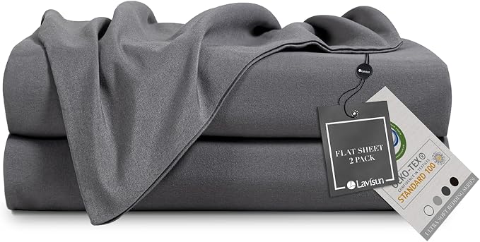 Lavisun Queen Flat Sheets 2 Pack, Hotel Quality Flat Bed Sheets, Brushed by Lavisun
