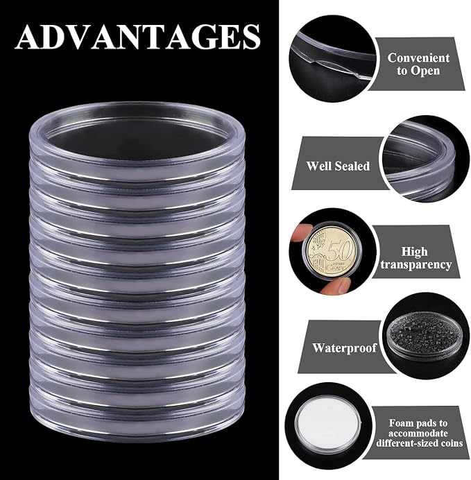 180P Clear Plastic Coin Capsules, Dollar Coin Holder, 40mm Silver Coin Storage - Image 5