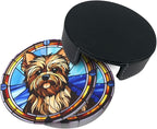 Drink Coaster Set of 6, Yorkshire Terrier Dog Mom Lover Gift, Leather Drink - Image 5