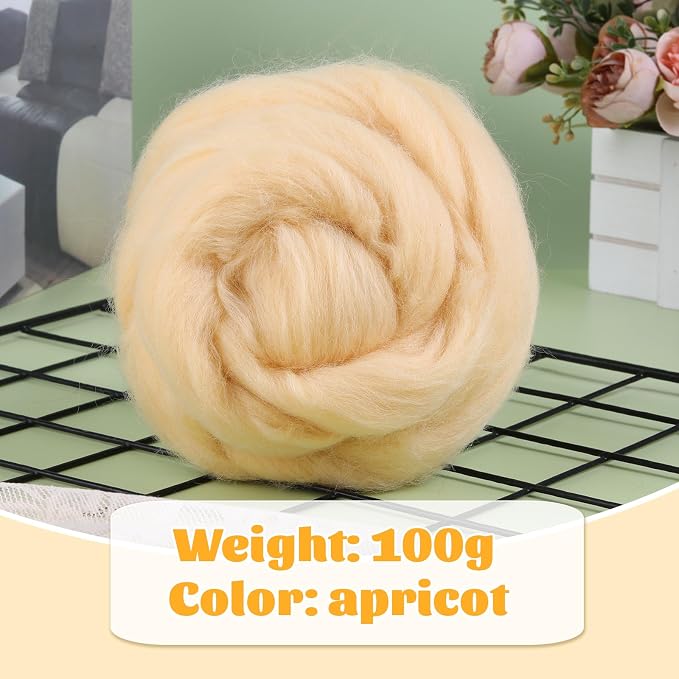 3.53oz Wool Roving, Wool Felting Supplies, Pure Wool, Chunky Yarn, Spinning - Image 2