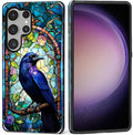 for Samsung Galaxy S25 Ultra Case, Crow Faux Stained Glass Pattern Glossy 2 in by Teonvpu