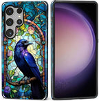 for Samsung Galaxy S25 Ultra Case, Crow Faux Stained Glass Pattern Glossy 2 in by Teonvpu