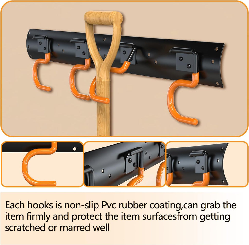 3-H 24×16" All Metal Garden Tool Organizer, Garage Tool Organizer, Broom Holder Wall Mount for Garage, Shed, Garden, Basement Hanging and Organizing Rake, Mop, Shovel, Hose