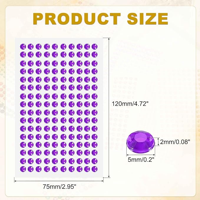 HARFINGTON 5 Sheet/800pcs Rhinestone Adhesive Stickers Self Adhesive Acrylic - Image 2