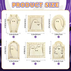 12 Sets Halloween Crafts Kit, Wood Ghost DIY Frames Decoration, Unfinished - Image 2