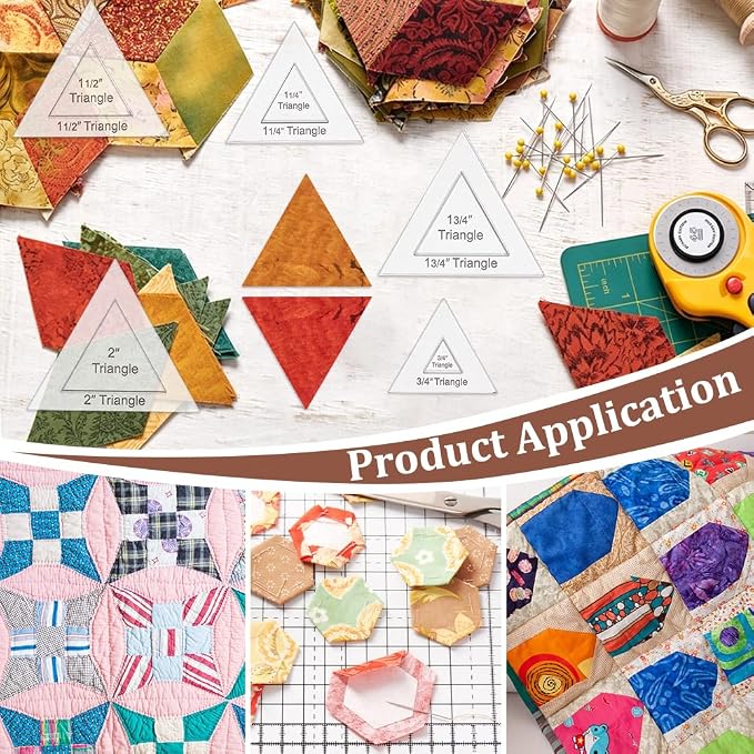 BENECREAT 16 Pcs Triangle Quilting Template, Acrylic Quilting Templates Rulers - Image 5
