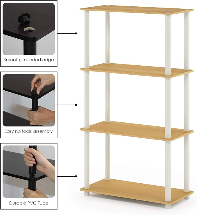Furinno Turn-N-Tube 4-Tier Multipurpose Shelf Display Rack, Round Tubes - Image 6