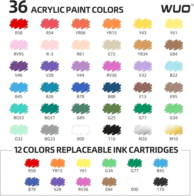 WUO Acrylic Paint Markers, 36 Colors Water-Based No-Bleed Paint Pens - Image 3