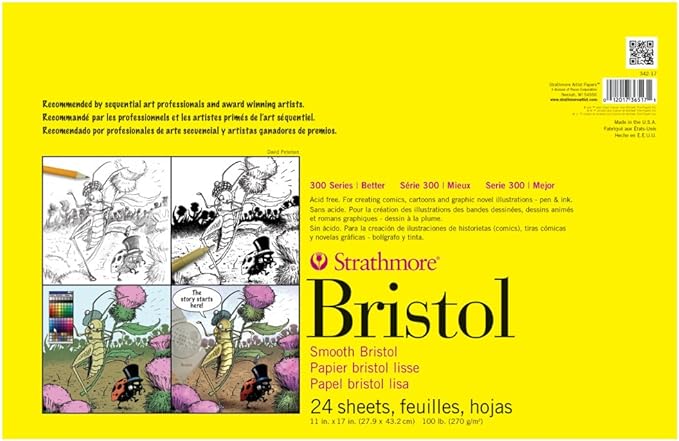 Strathmore 300 Series Bristol Paper Pad, Tape Bound, 11x17 inches, 24 Sheets by StrathmorePaper