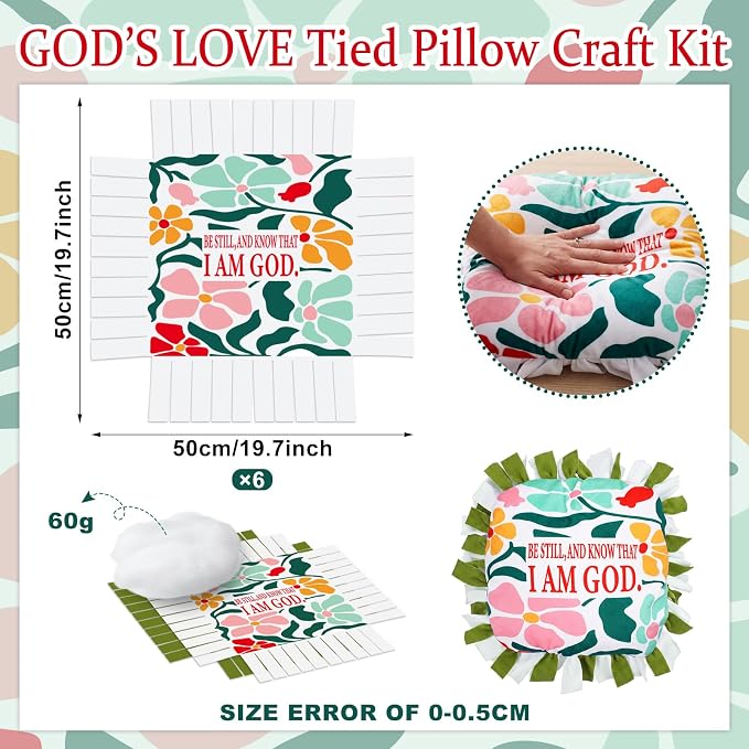 Chunful 6 Sets Christian Tied Pillow Craft Kit Religious Bible Be Still and - Image 2