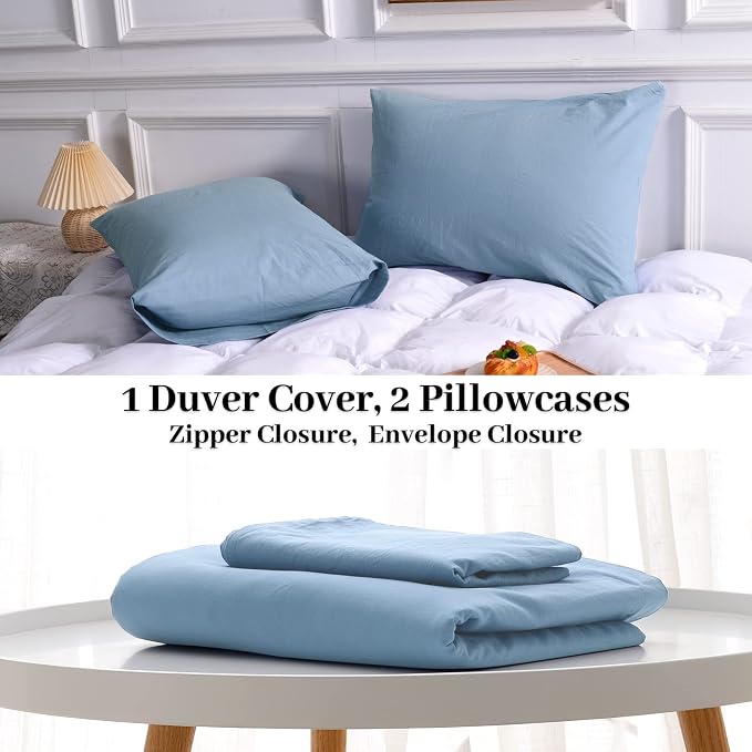 NEXHOME PRO Duvet Cover Set King Size 100% Washed Cotton Linen Look Textured - Image 9