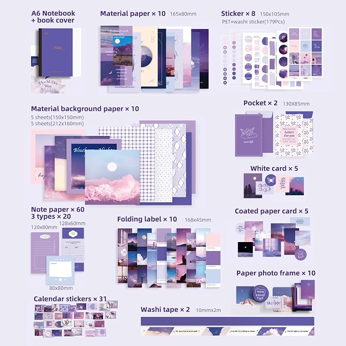 emmoolife 348 Pcs Scrapbooking Supplies Kit, Vintage Aesthetic Scrapbook Kit - Image 2