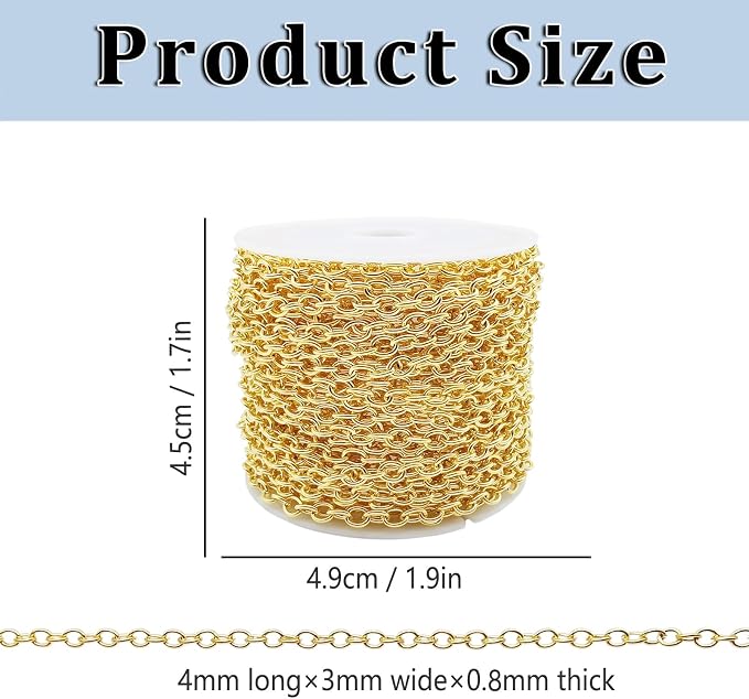 60 Feet Metal Iron Necklace Chains 3mm Bulk Curb Link Chain - Image 2