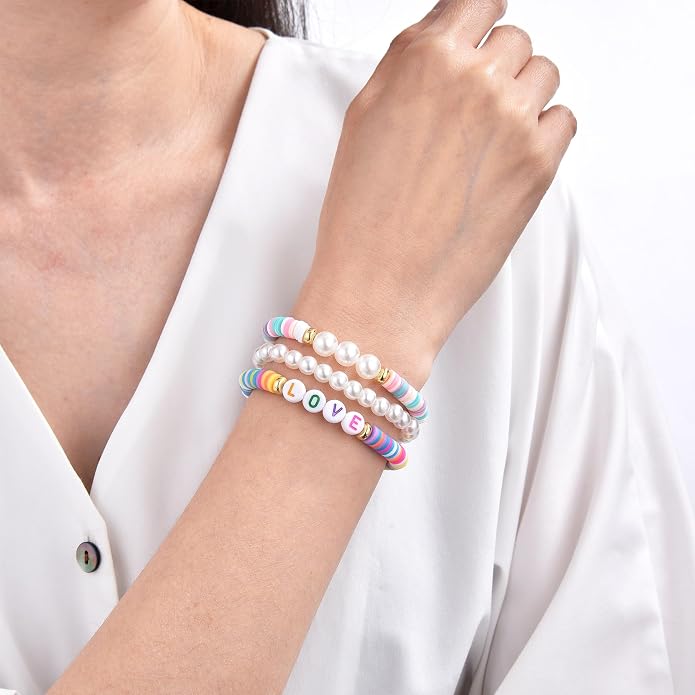 Friendship Bracelets for Girls, 10-Piece Cute Preppy Beaded Bracelet Set for - Image 3