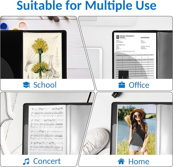 Sooez Art Portfolio 9"x12", 72 Pockets Large Portfolio Folder Display 144 Pages - Image 6