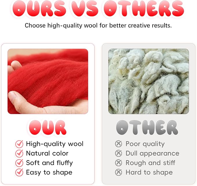 3.53oz Wool Roving: Needle Felting Wool White Roving Wool Felting Supplies Pure - Image 6