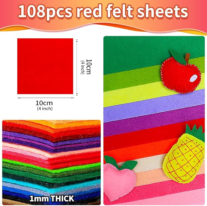 IOOLEEM Red Felt Squares - Image 2