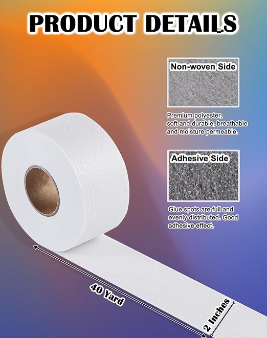 Fusible Batting Tape, Batting Seam Tape, Single-Sided Adhesive Non-Woven - Image 2