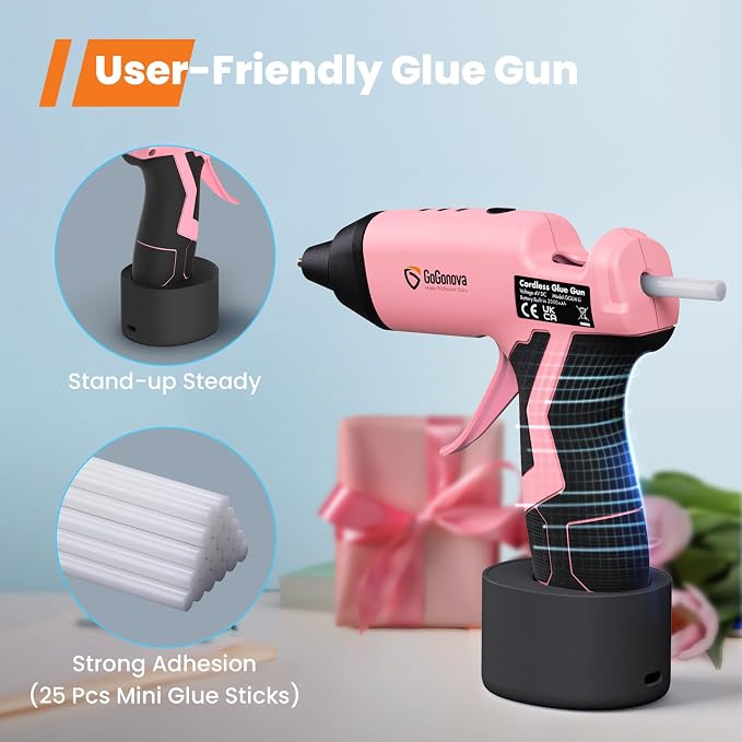 GoGonova Cordless Glue Gun, 15s Fast Preheating 2Ah Cordless Hot Glue Gun - Image 5