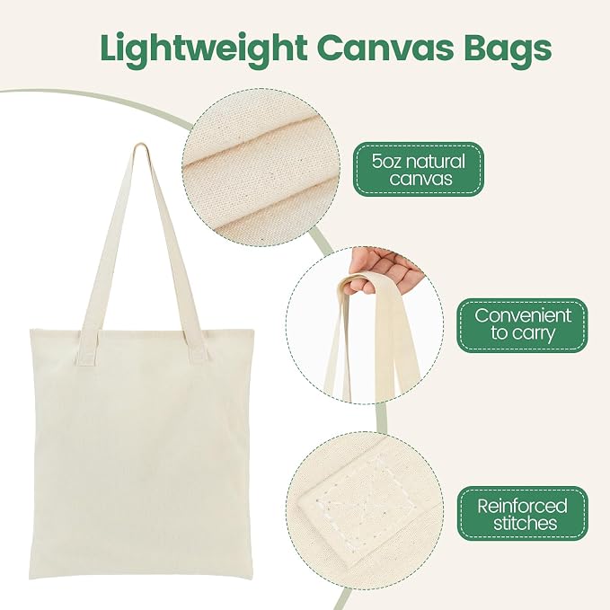 Carbrea 12 Pack Canvas Tote Bag - Image 5