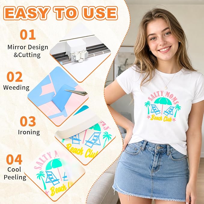 MEVOREW Heat Transfer Vinyl Bundle-12x3FT Iron on Vinyl - Image 5