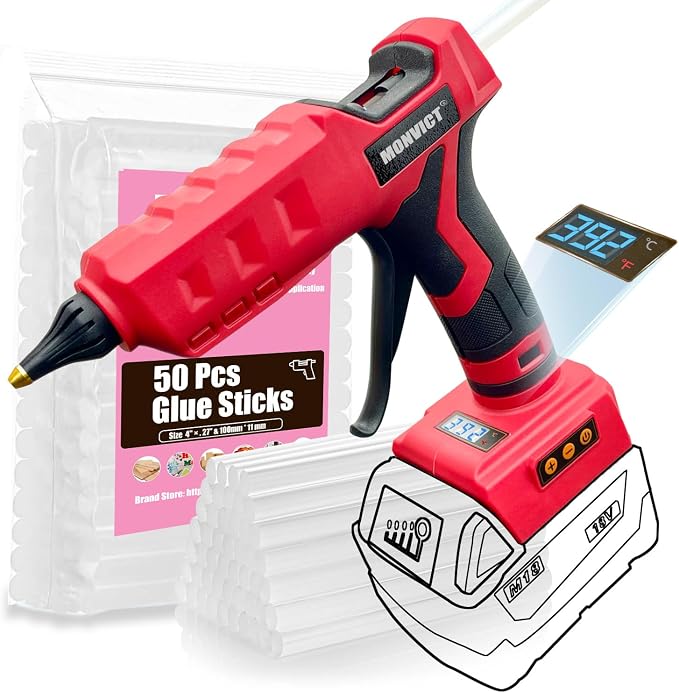 MONVICT Cordless Glue Gun for Milwaukee 18V Battery by MONVICT